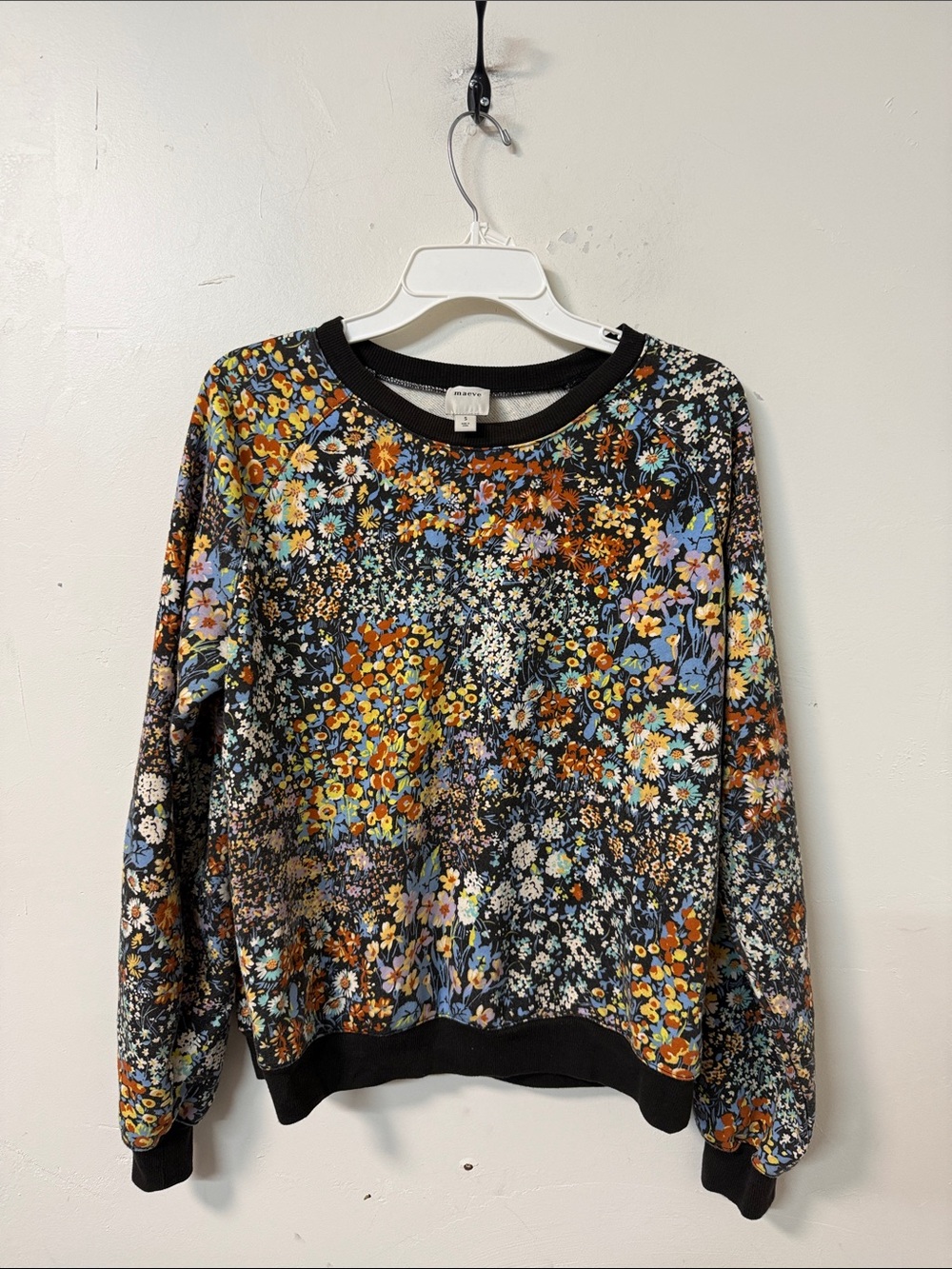 Maeve Black Multi Floral Crewneck Sweater